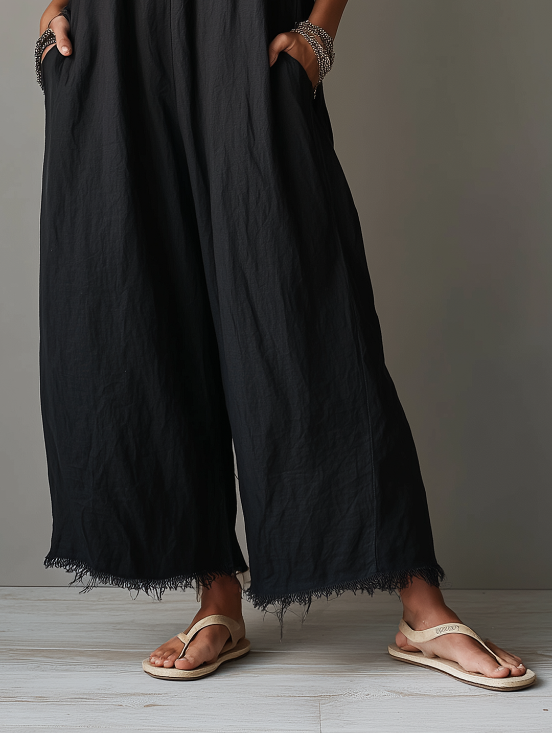 Léa Flatterende Linnen Jumpsuit met Buikbedekking