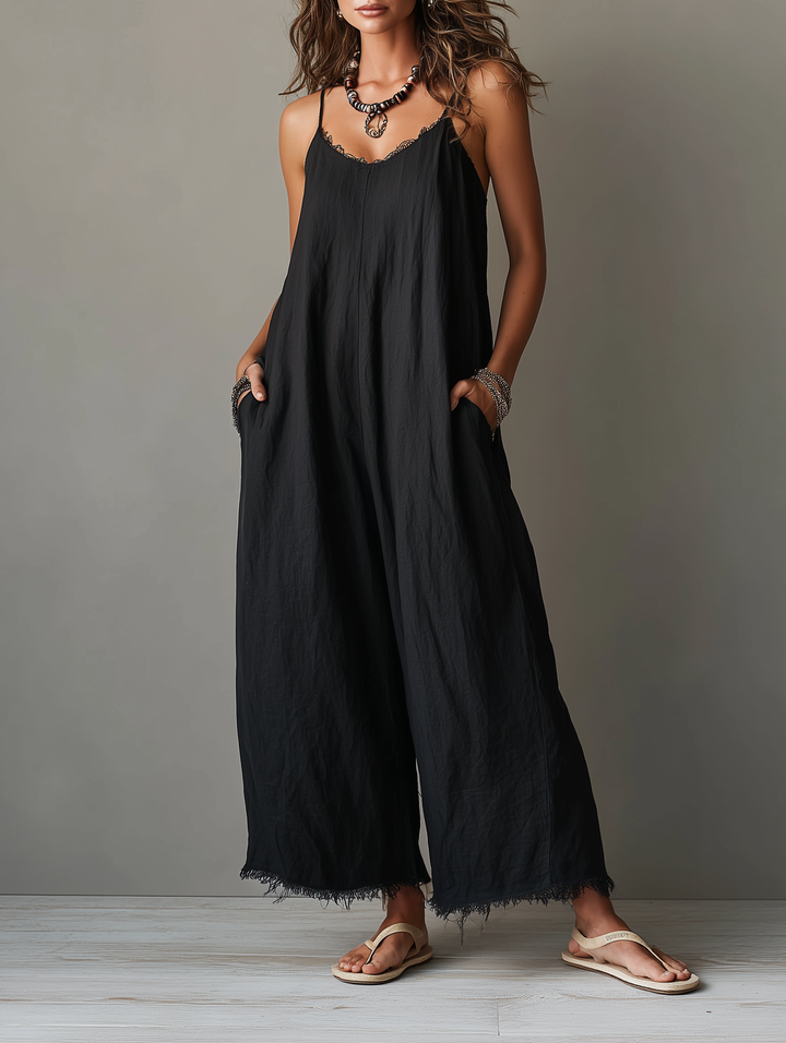Léa Flatterende Linnen Jumpsuit met Buikbedekking