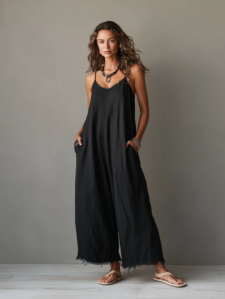 Léa Flatterende Linnen Jumpsuit met Buikbedekking