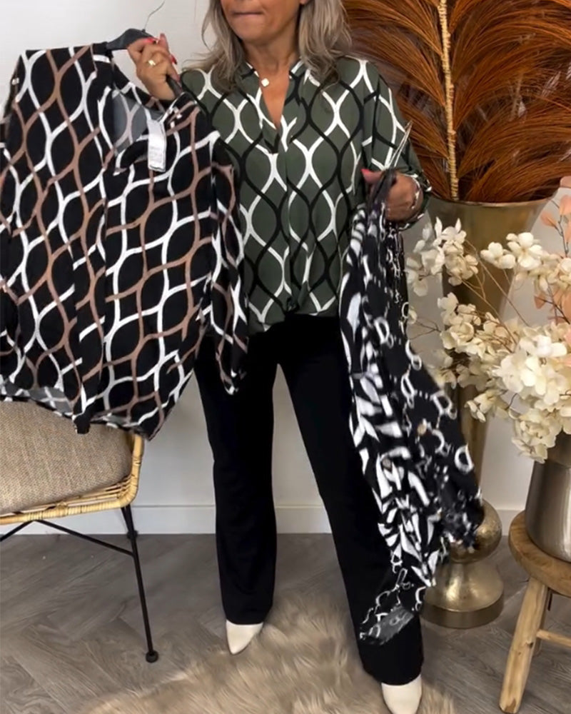 Noor Blouse met Grafische Print