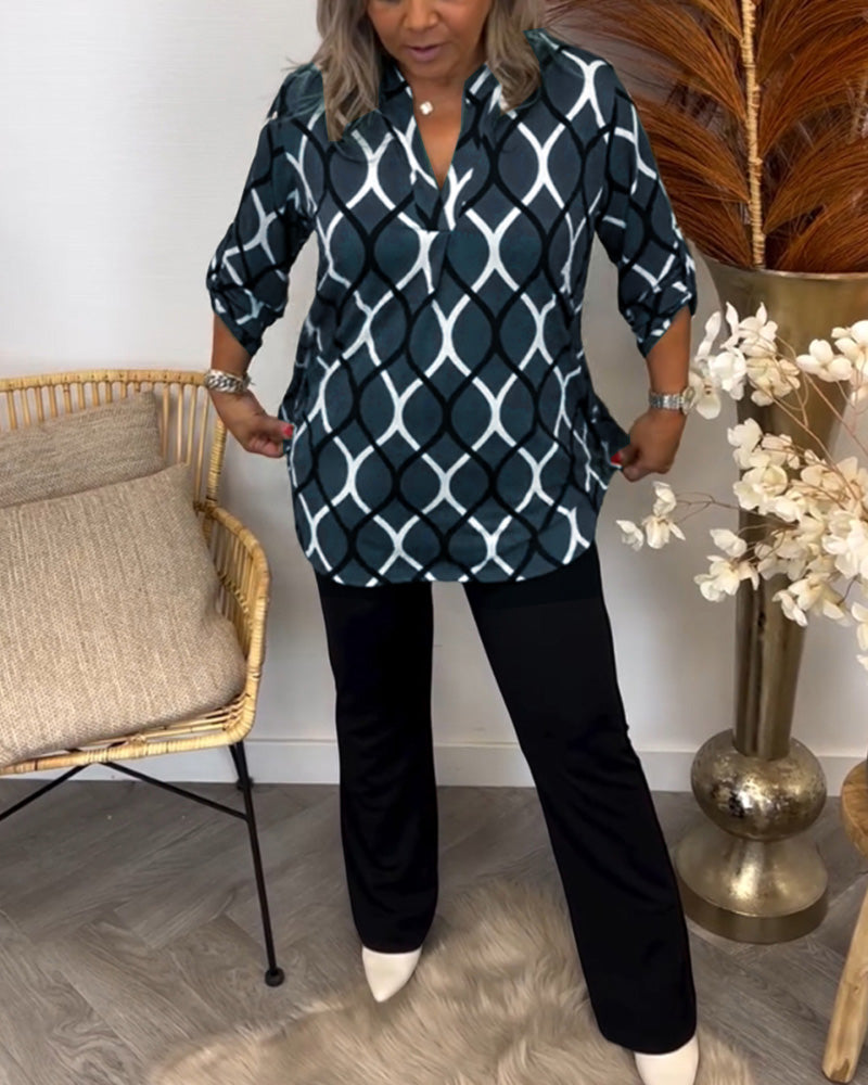 Noor Blouse met Grafische Print