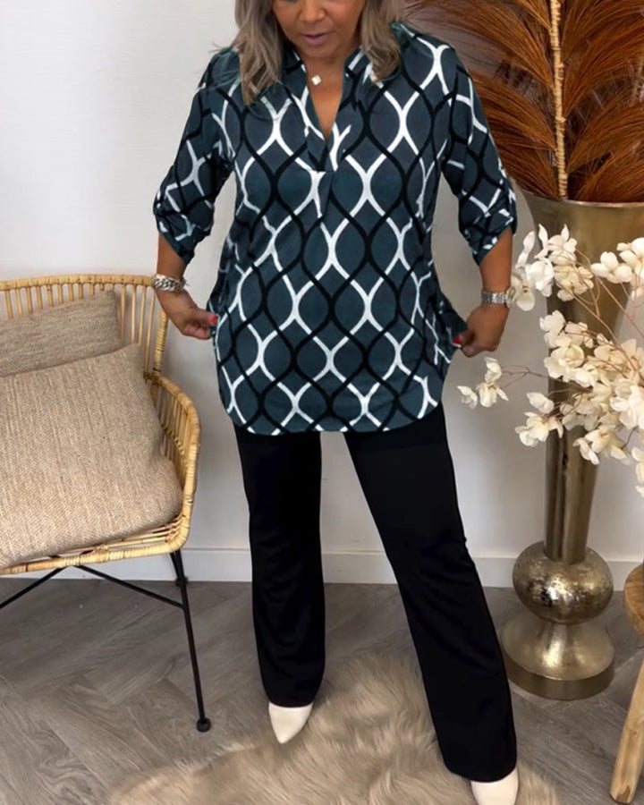Noor Blouse met Grafische Print