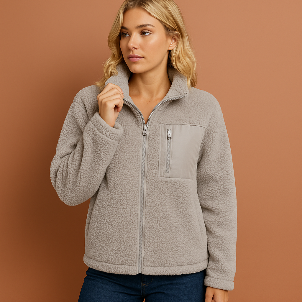 Warme teddy fleece jas met rits voor dames | Marit