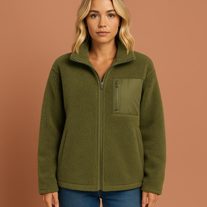 Warme teddy fleece jas met rits voor dames | Marit