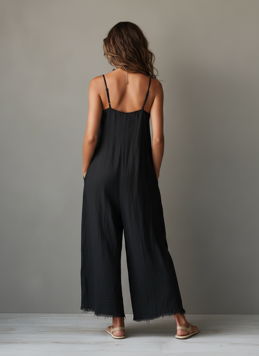 Léa Flatterende Linnen Jumpsuit met Buikbedekking