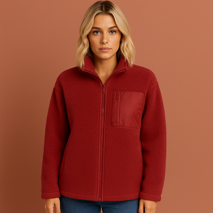 Warme teddy fleece jas met rits voor dames | Marit