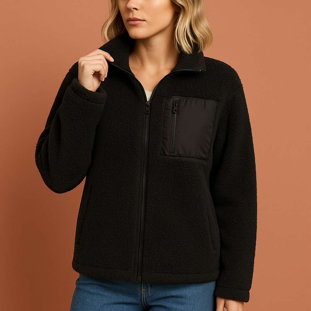 Warme teddy fleece jas met rits voor dames | Marit